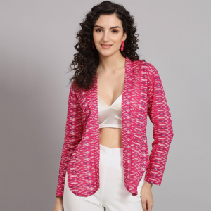 Printed Cotton Open Front Shrug