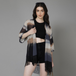 Abstract Printed Tasselled Shrug