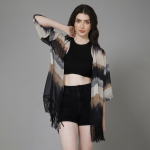 Abstract Printed Tasselled Shrug